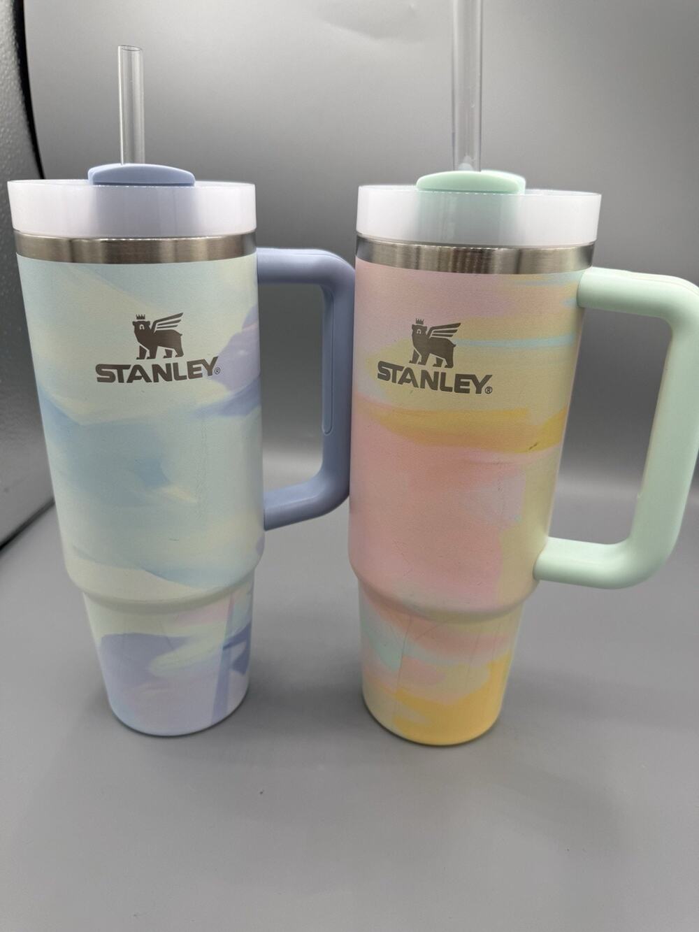 Stanley Quencher H2.0 30oz Tumblers Set of 2 Pastel Watercolor w Lid StrawW